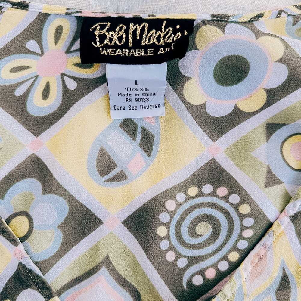 Bob Mackie PSYCHEDELIC Vintage Blouse size Large